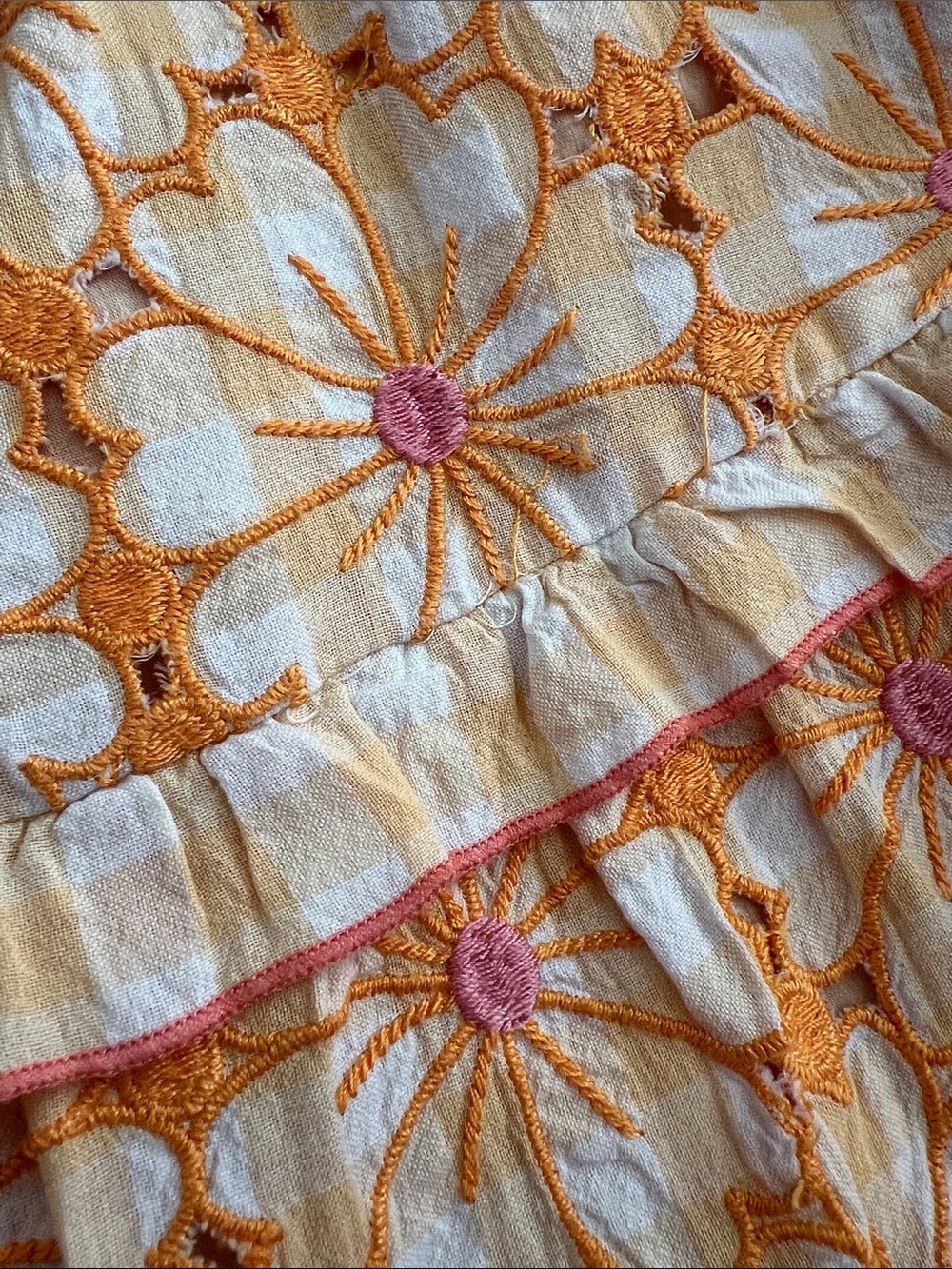 Anthropologie White and Orange Floral Eyelet Tank Top - Picture 3 of 3